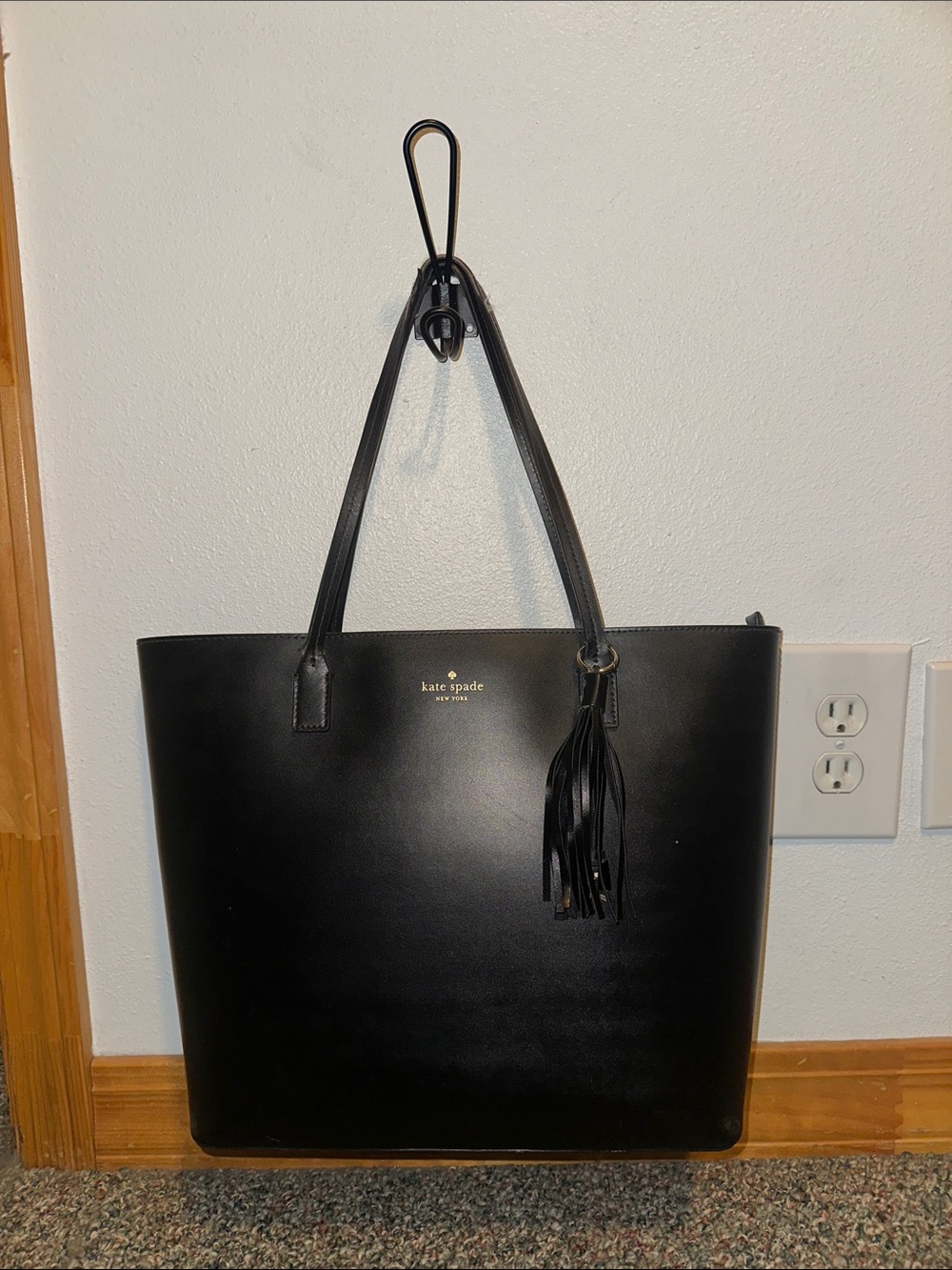 kate spade Black Leather Tassel Tote